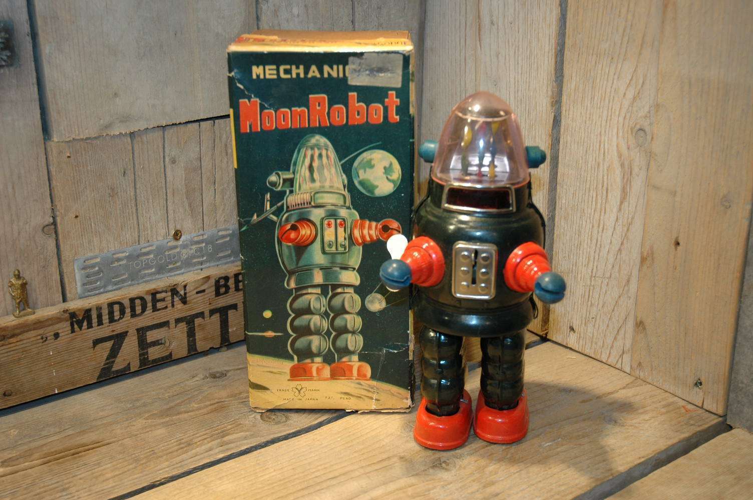 Yonezawa - Mechanical Moon Robot aka ribbonhead - Vintage Spacetoys