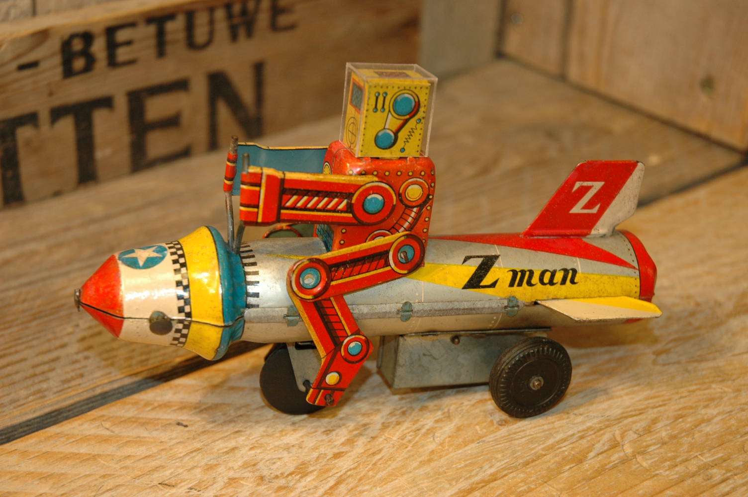 Kanto - Space Patrol Robbot on Rocket ( Aka: Z-Man ) - Vintage 